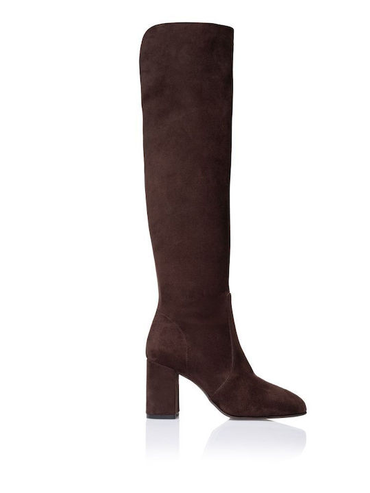 Sante Wildleder Damenstiefel Über dem Knie Braun