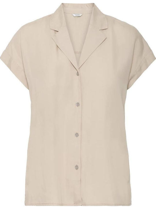 Kurzärmelig Damen Hemd Beige
