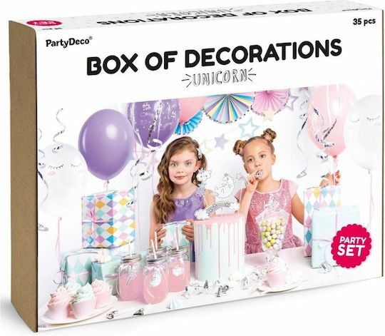PartyDeco Unicorn Decoration Set for Party Unicorns 35 Pieces