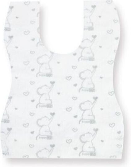 FreeOn Elephant Waterproof Bib Fabric with Hoop & Loop Fastener & Pocket White