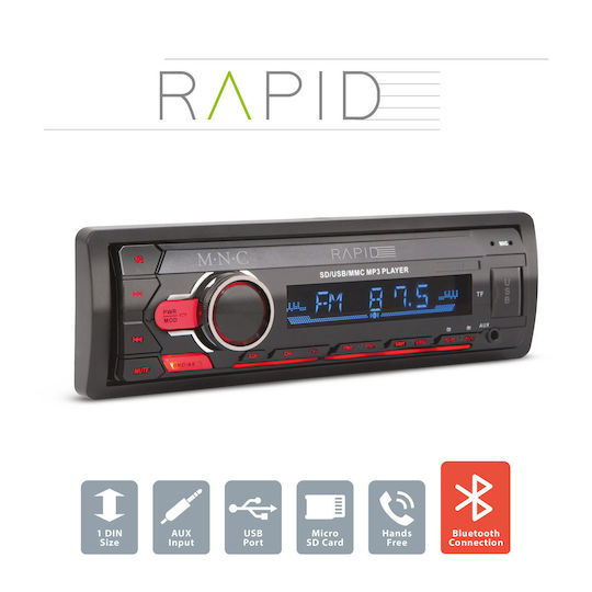 Car Player Rapid 1 Din 4 X 50 W Bt Mp3 Aux Sd Usb