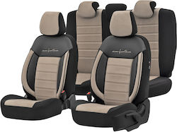 Autositzbezüge Otom Comfortline Design Universeller Stoff Sued Kunstleder Vorder- und Rückseite 11 Stück Schwarz Beige