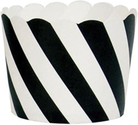 Kardasis Papierbasis Cupcakes Gestreift Schwarz-Weiß 50 Stück