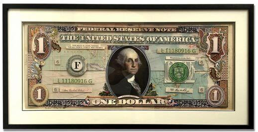 Supergreens Gemälde Kollage „us Dollar“ 50x100 cm 5-0071