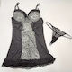 Set Women’s Lingerie Thong Nightdress Animal Print Black Gray
