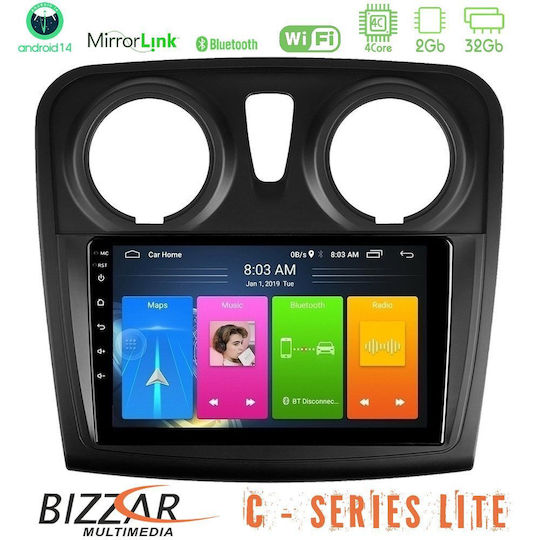 Bizzar Ηχοσύστημα Αυτοκινήτου για Dacia Dokker 2014-2021 (Bluetooth/USB/AUX/WiFi/GPS/Apple-Carplay/Android-Auto) με Οθόνη Αφής 9"