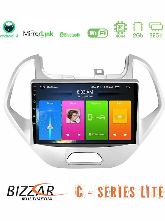 Bizzar Sistem Audio Auto Pentru Ford Ka 2016-2020 Bluetooth USB AUX Wi-Fi GPS Apple CarPlay Android Auto Cu Ecran Tactil 9"
