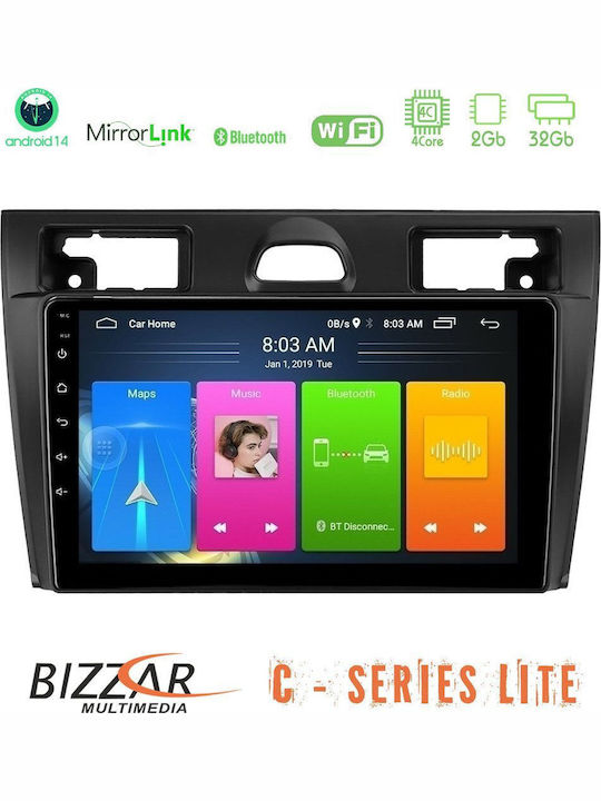 Bizzar Car Audio System for Ford Fiesta / Fusion 2006-2008 (Bluetooth/USB/AUX/WiFi/GPS/Apple-Carplay/Android-Auto) with Touch Screen 9"