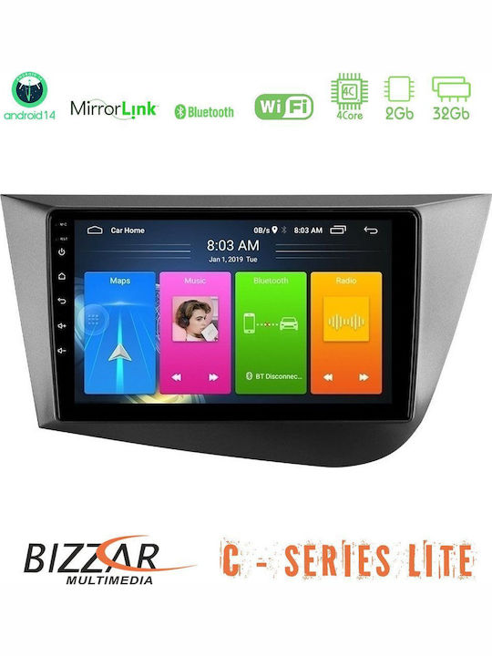 Bizzar Auto-Audiosystem für Seat Leon 2005 – 2012 (Bluetooth/USB/AUX/WiFi/GPS/Apple-Carplay/Android-Auto) mit Touchscreen 9"