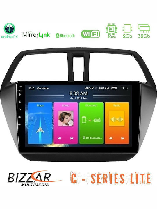 Bizzar Car Audio System for Suzuki SX4 S-Cross 2013 – 2020 (Bluetooth/USB/AUX/WiFi/GPS/Apple-Carplay/Android-Auto) with Touch Screen 9"