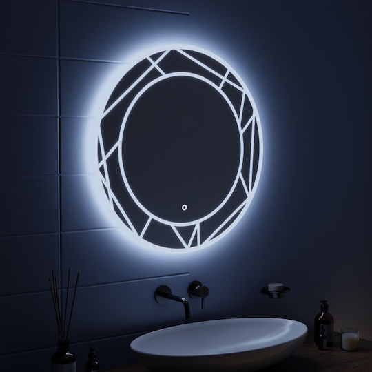 Alista Home Увеличаващ Кръгло Банско Огледало LED Touch 60x60см