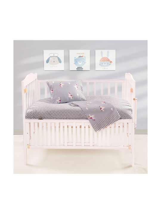 Beauty Home Art Baby Sheets Set Crib Cotton Satin Fitted Gray 70x140cm 202100011