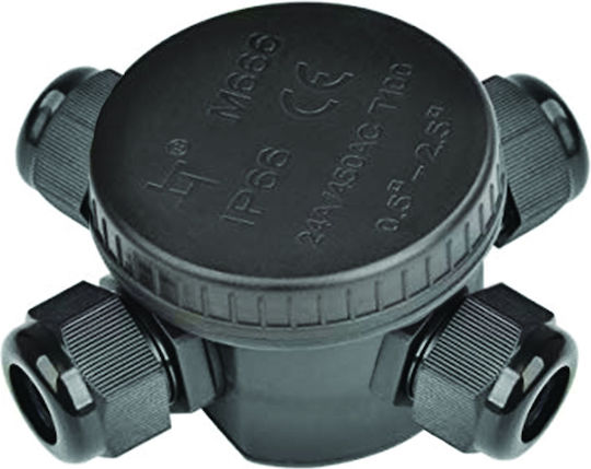 Optonica Surface Mounted Electrical Box Branching IP44 in Black Color