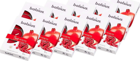 Bolsius Рокли True с Аромат на Нар в Червен Цвят (до 4 Часа Горене ) 6бр