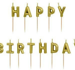 PartyDeco Birthday Candle Happy Birthday in Gold Color 13pcs SCS-13-019