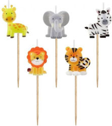 GoDan Get Wild Jungle Animal Candles Pets 5 Pieces Total Stick Height 7 Cm