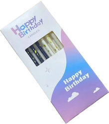 Set 6 Lumanări Lung Flippy Parafină 10 X 0.5 Cm Ziua De Naștere Fericită Alb Negru