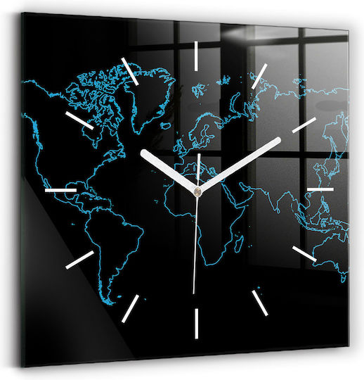 Tulup Silent Wall Clock Glass Black 30x30cm