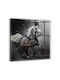 Tulup Silent Ceas de Perete Sticlă Negru 30x30cm
