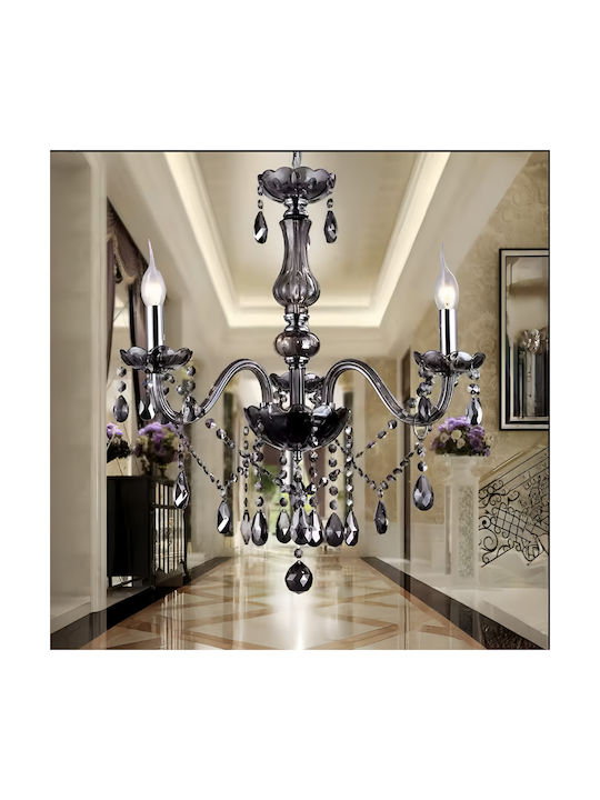 Alista Home Candelabru 3xE14 Ø48cm cu Cristale Negru AT1CT-IM1P-HT2L-CC125/3BK