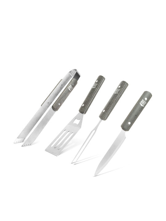 Grill Set 4 Pcs Wooden Handle Garden Eden