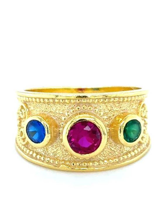 Drandakis Damen Ring mit Zirkonia aus Silber Vergoldet