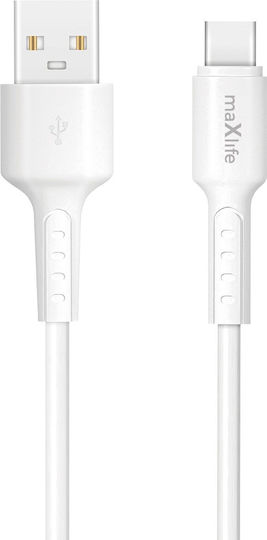 Maxlife USB 2.0 Kabel USB Typ-C männlich - USB-A 35W PD Weiß 1m