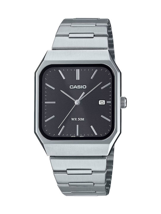 Casio Ανδρικό Ρολόι 33mm Μπαταρίας με Ασημί Ατσ...
