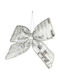 Decorative Silver Bow with Sequins Silver Depth 23cm x Width 3cm x Height 23cm