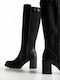 Synthetic Leather High Heel Women's Boots with Rubber / Zipper Black
