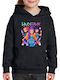 Fleece Kinder-Sweatshirt mit Kapuze und Taschen Schwarz