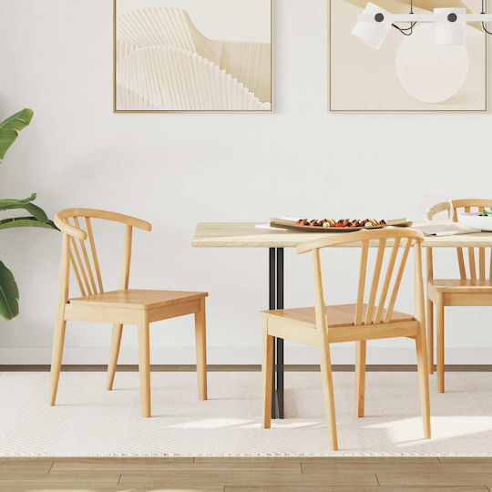 Dining Room Wooden Chair Natural Pure Rubber 50.5x61x80.5cm 2pcs