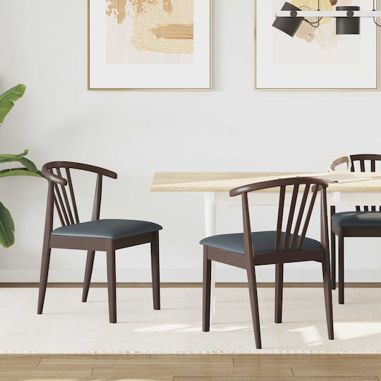 Dining Room Wooden Chair Light Brown, Black 50.5x61x80.5cm 2pcs