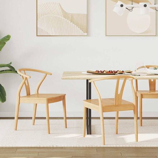 Dining Room Wooden Chair Natural Solid Rhubarb Wood 54.5x53x77cm 2pcs