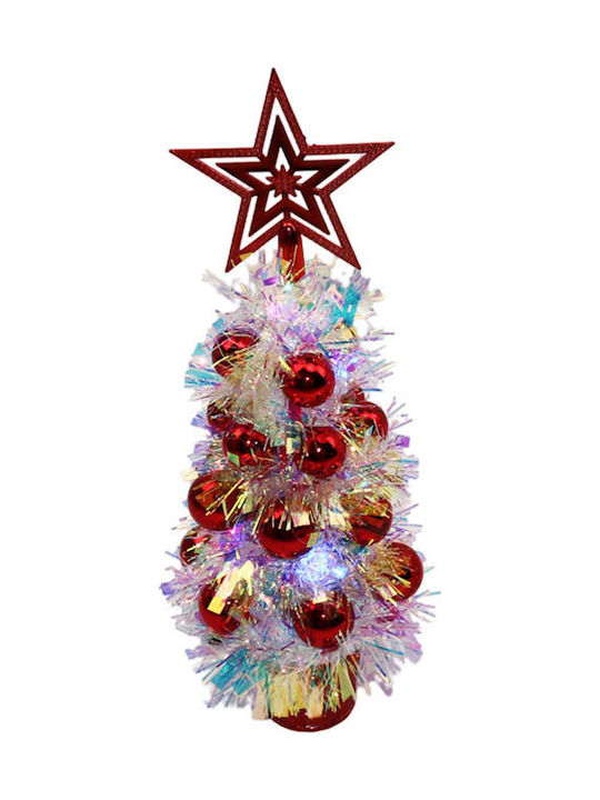 Arbore Decorativ De Crăciun Cu Lumină Led Roșu 40cm Dorosimo 17478