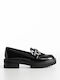 Leder Damen Loafers in Schwarz Farbe