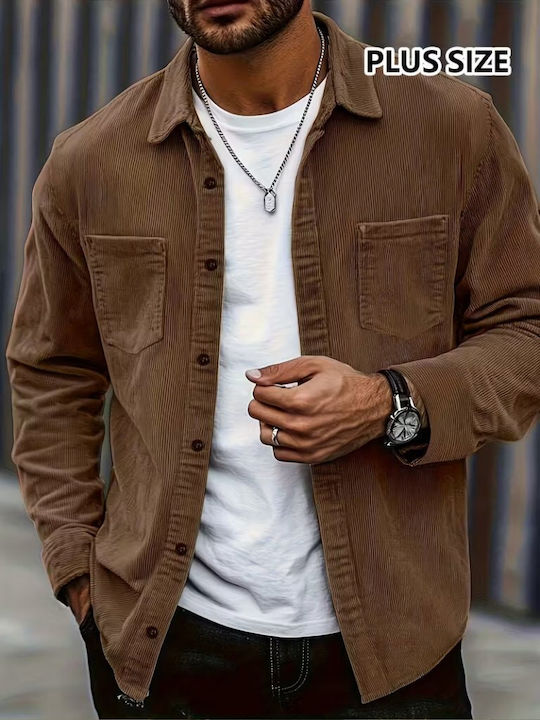 Long-sleeved Corduroy Shirt Brown