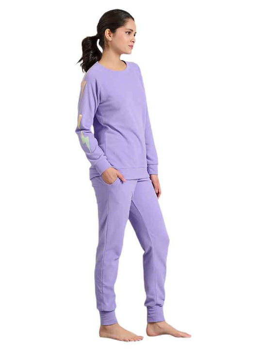 Jeannette Lingerie Χειμερινό Γυναικείο Σετ Πιτζάμας Λιλά
