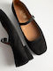 Gin Women's Pointed Toe Black Ballerina Shoes