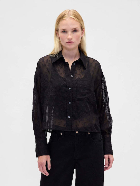 Μακρυμάνικο Γυναικείο Πουκάμισο Black Floral