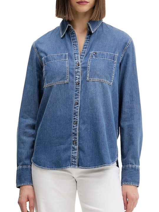 Tommy Hilfiger Damenhemden Denim Mittelhoch