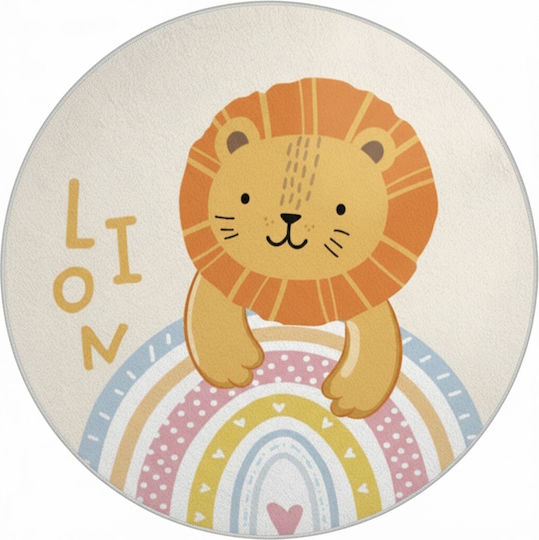 Round Kids Play Rug Lion Laughs Soft 3cm Diameter 120cm