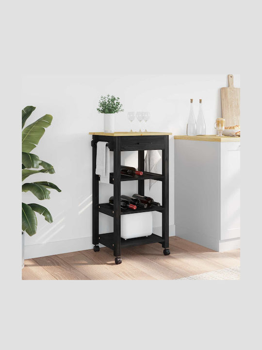 vidaXL Wooden Kitchen Trolley 3 Tiers Black 48x...
