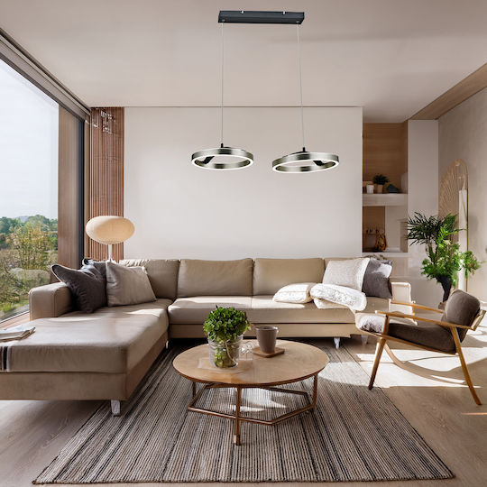 Powertech LED Κρεμαστό Φωτιστικό Ασημί 70x30x120εκ.