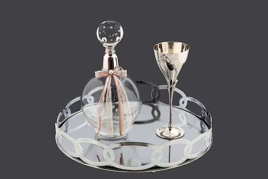 La Vista Wedding Carafe Set with Wine Glass made of Metal Silver 2pcs