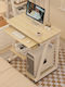 Computer Desk Tower Wooden Natural Wood Finish with Metal Legs 70x45x73cm