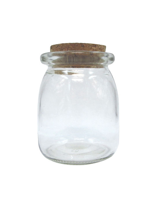 AGC Set of 6 General Use Glass Transparent Jars with Cork 6.5x6.5x9cm 6 Pieces