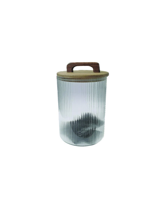 AGC Set of 2pcs Jars General Use with Lid Glass Transparent 10x10x19cm