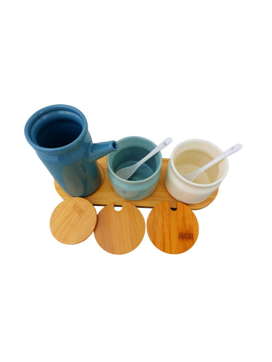 Set of 2pcs Jars General Use with Lid made of Porcelain Blue
