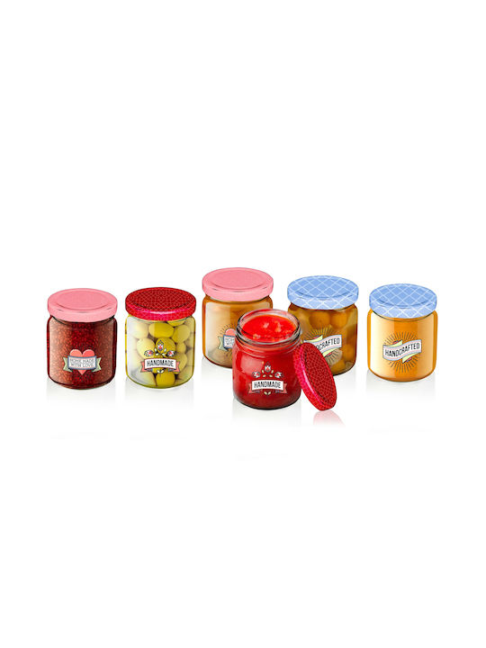 Alpina Set of 6 General Use Transparent Glass Jars with Lid 200ml 6 Pieces